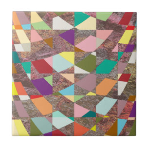Abstract Colours Glitter Tile