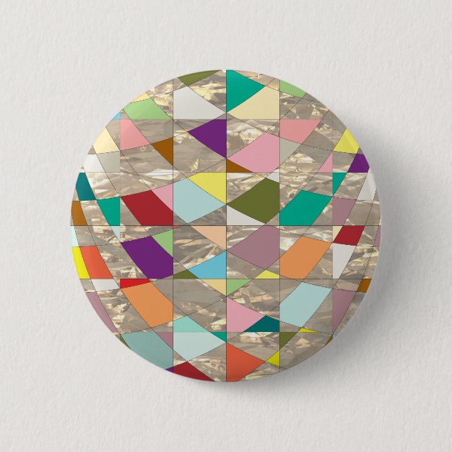 Abstract Colours Gold 6 Cm Round Badge (Front)