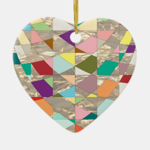 Abstract Colours Gold Ceramic Tree Decoration