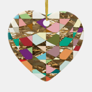 Abstract Colours Gold Foil Ceramic Ornament