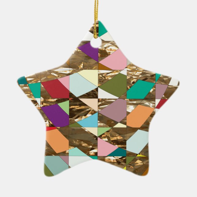Abstract Colours Gold Foil Ceramic Ornament (Front)