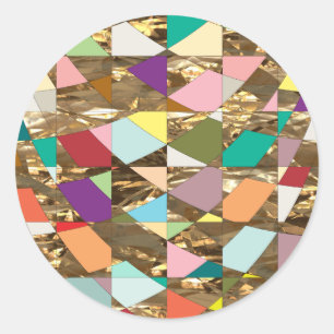 Abstract Colours Gold Foil Classic Round Sticker