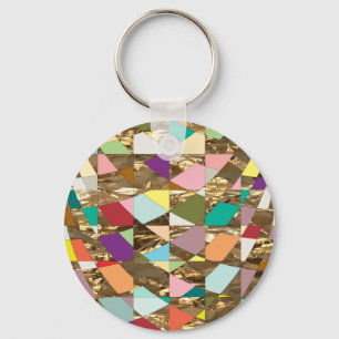Abstract Colours Gold Foil Key Ring