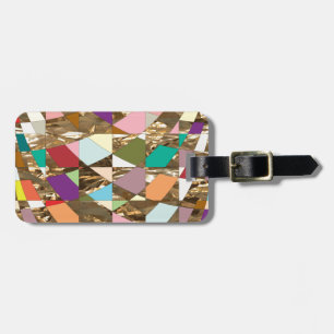 Abstract Colours Gold Foil Luggage Tag