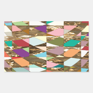 Abstract Colours Gold Foil Rectangular Sticker