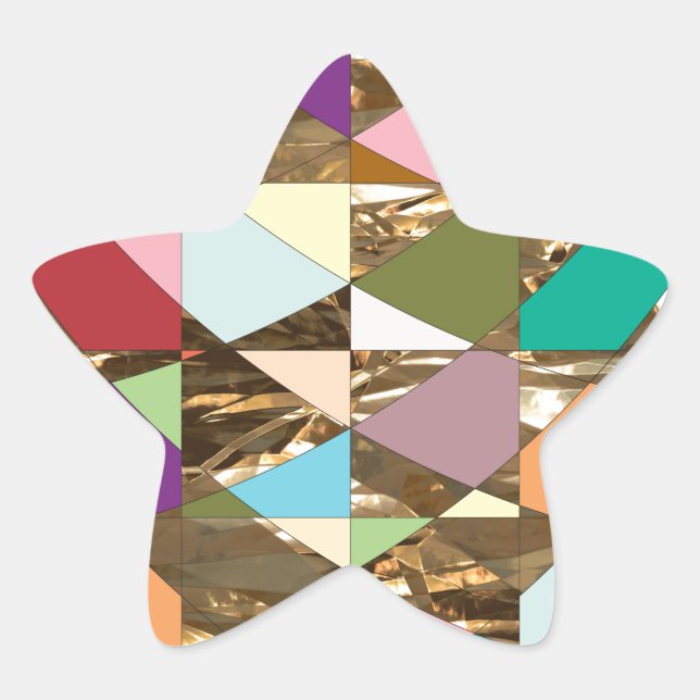Abstract Colours Gold Foil Star Sticker (Front)