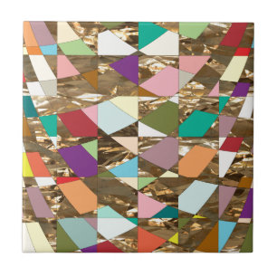 Abstract Colours Gold Foil Tile