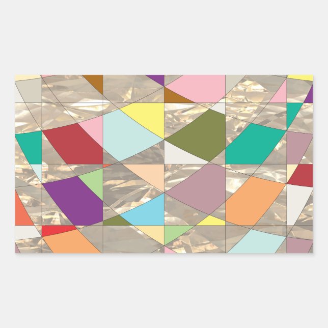 Abstract Colours Gold Rectangular Sticker (Front)