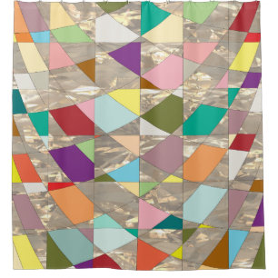 Abstract Colours Gold Shower Curtain