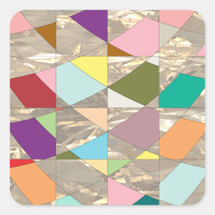 Abstract Colours Gold Square Sticker