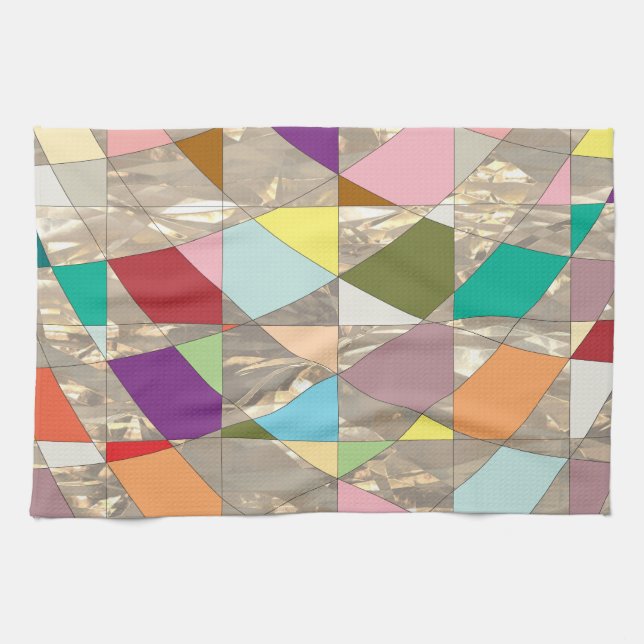 Abstract Colours Gold Tea Towel (Horizontal)