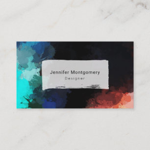 Abstract Colours in Turquoise Orange and Black Business Card