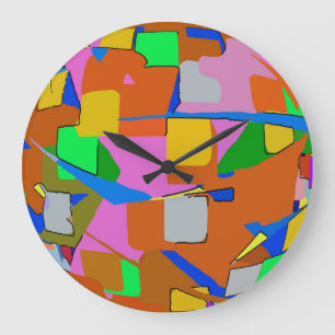 Abstract Colours Large Clock