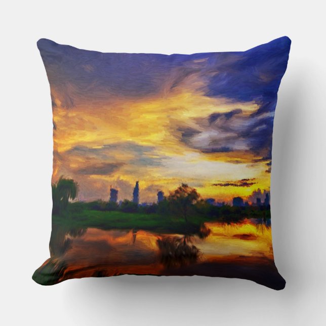 Abstract Colours Painting | Saigon Sunset Cushion (Front)