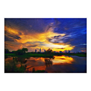 Abstract Colours Painting Saigon Sunset Photo Print