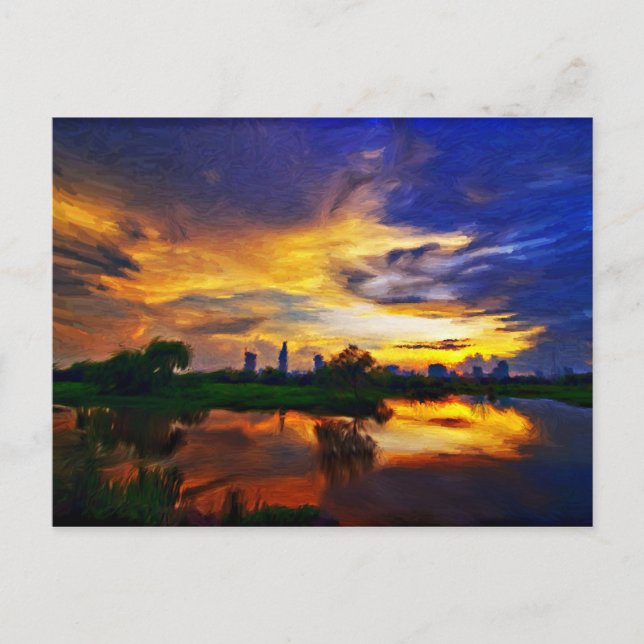 Abstract Colours Painting | Saigon Sunset Postcard (Front)