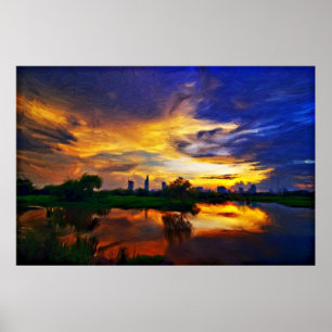Abstract Colours Painting   Saigon Sunset Poster