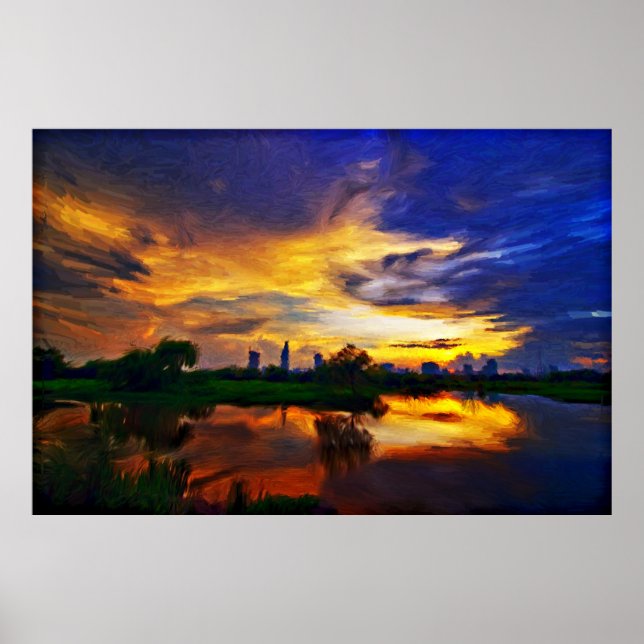 Abstract Colours Painting | Saigon Sunset Poster (Front)