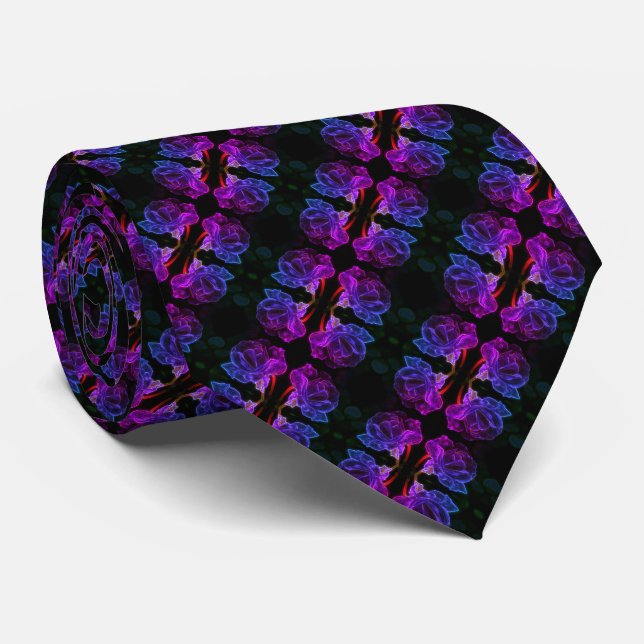 Abstract Colours Rose Fantasy Flowers Tie (Rolled)