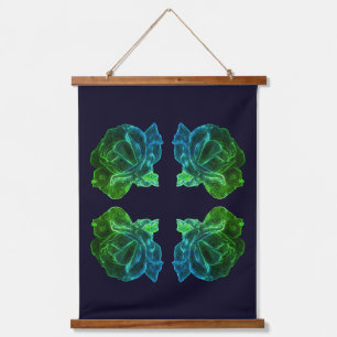 Abstract Colours Rose Flower Green Hanging Tapestry