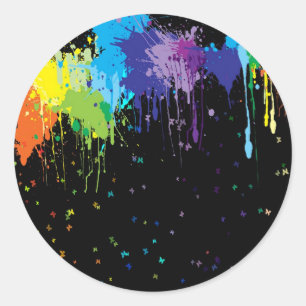 Abstract Colours Splash Paints Classic Round Sticker