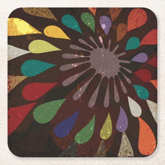Abstract Colours Square Paper Coaster (Front)
