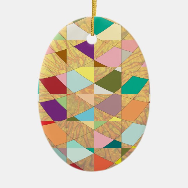 Abstract Colours Sun Burst Ceramic Ornament (Front)