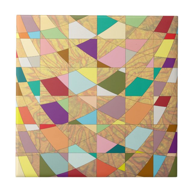 Abstract Colours Sun Burst Ceramic Tile (Front)