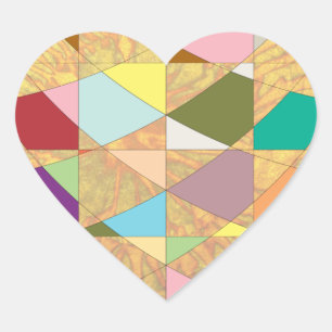 Abstract Colours Sun Burst Heart Sticker