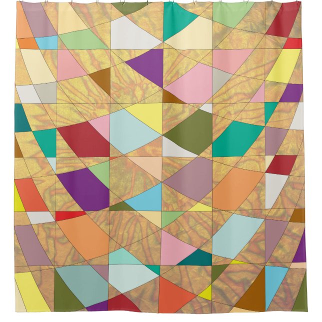 Abstract Colours Sun Burst Shower Curtain (Front)