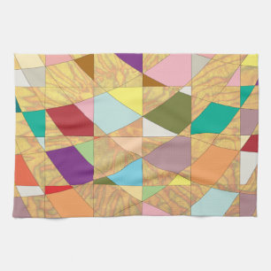 Abstract Colours Sun Burst Tea Towel