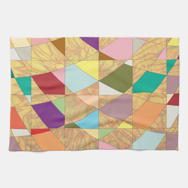 Abstract Colours Sun Burst Tea Towel (Horizontal)