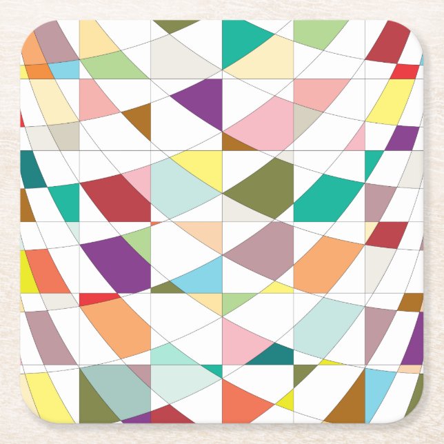 Abstract Colours Tapestry Square Paper Coaster (Front)