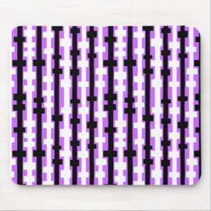 Abstract Columns - Black and White on Purple Mouse Pad