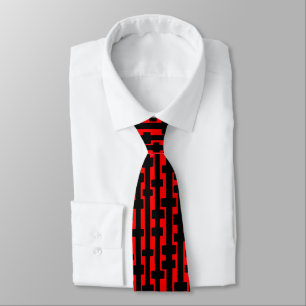 Abstract Columns - Black on Red Tie