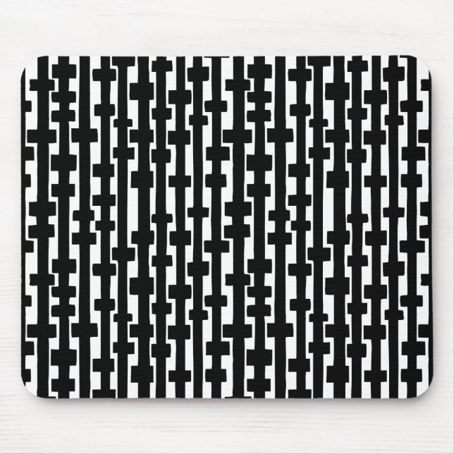 Abstract Columns - Black on White Mouse Pad (Front)