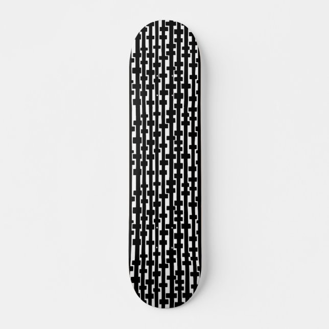 Abstract Columns - Black on White Skateboard (Front)