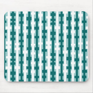 Abstract Columns - Green and White on Lt Blue Gree Mouse Pad