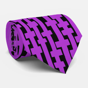 Abstract Columns - Majestic Purple on Black Tie