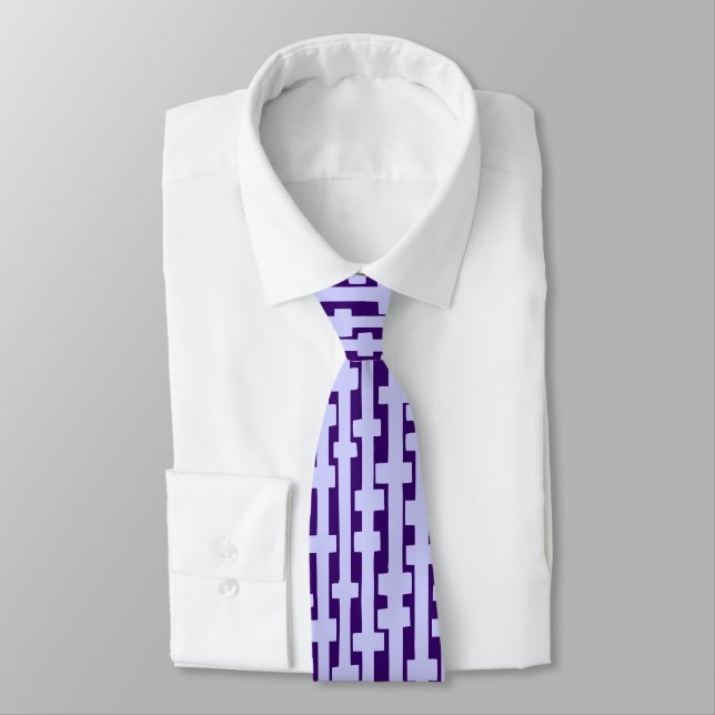 Abstract Columns - Powder Blue on Deep Purple Tie (Tied)
