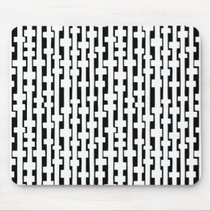 Abstract Columns - White on Black Mouse Pad