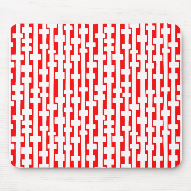 Abstract Columns - White on Red Mouse Pad (Front)