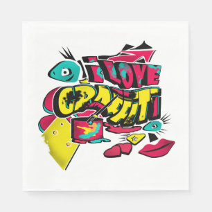 Abstract comics graffiti style text grunge urban c napkin