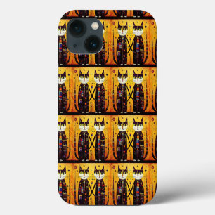Abstract Companions: A Tale of Two Cats iPhone 13 Case