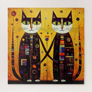 Abstract Companions: A Tale of Two Cats Jigsaw Puzzle