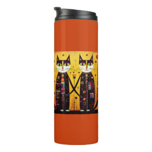 Abstract Companions: A Tale of Two Cats Thermal Tumbler
