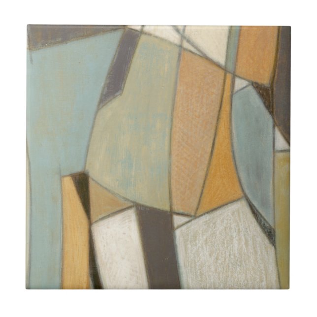 Abstract Composition with Muted Colours Ceramic Tile (Front)