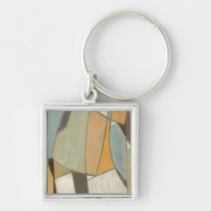 Abstract Composition with Muted Colours Key Ring