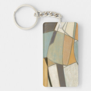 Abstract Composition with Muted Colours Key Ring