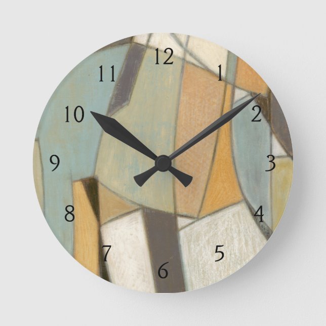 Abstract Composition with Muted Colours Round Clock (Front)